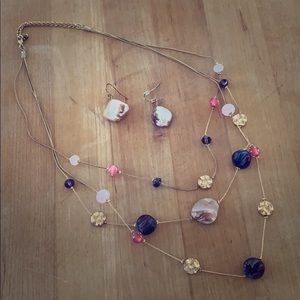 Gold tone necklace earring set